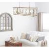 imageDeco 79 Metal Distressed Caged 8 Light Chandelier with Link Style Chain 48quot x 16quot x 18quot Gold