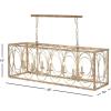 imageDeco 79 Metal Distressed Caged 8 Light Chandelier with Link Style Chain 48quot x 16quot x 18quot Gold