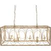 imageDeco 79 Metal Distressed Caged 8 Light Chandelier with Link Style Chain 48quot x 16quot x 18quot Gold