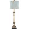 imageDeco 79 Metal Floral Room Buffet Lamp Antique Style Table Lamp with Light Blue Shade set of 2 Lamp 11quot x 11quot x 33quot Gold
