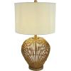 imageDeco 79 Rattan Handmade Room Table Lamp Woven Open Frame Accent Lamp with Gold Accents Lamp 16quot x 16quot x 28quot Brown