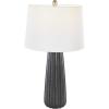 imageDeco 79 Ceramic Room Table Lamp Ribbed Accent Lamp with White Drum Shade Lamp 15quot x 15quot x 27quot BlackBlack