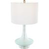 imageDeco 79 Glass Room Table Lamp Textured Frosted Round Accent Lamp with White Drum Shade and Silver Base Lamp 14quot x 14quot x 25quot Teal