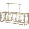 imageDeco 79 Metal Distressed Caged 8 Light Chandelier with Link Style Chain 48quot x 16quot x 18quot Gold