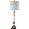 imageDeco 79 Metal Floral Room Buffet Lamp Antique Style Table Lamp with Light Blue Shade set of 2 Lamp 11quot x 11quot x 33quot Gold