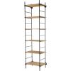 imageDeco 79 Wood Shelving Unit Rectangular 6 Level with Black Metal Ladder Frames 25quot x 19quot x 87quot Brown245L x 185W