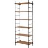 imageDeco 79 Wood Shelving Unit Rectangular 6 Level with Black Metal Ladder Frames 25quot x 19quot x 87quot Brown33L x 185W