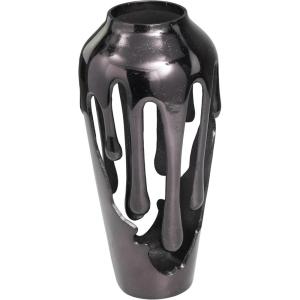imageDeco 79 Aluminum Metal Decorative Vase Drip Centerpiece Vase with Melting Designed Body Vase for Home Decoration 7quot x 7quot x 15quot BlackBlack