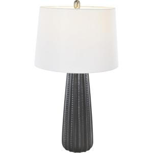imageDeco 79 Ceramic Room Table Lamp Ribbed Accent Lamp with White Drum Shade Lamp 15quot x 15quot x 27quot BlackBlack
