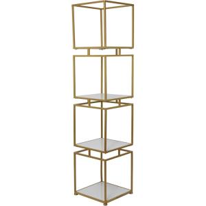 imageDeco 79 Marble Cube Shelving Unit with 4 Marble Shelves 14quot x 14quot x 62quot Gold14 x 14 x 62