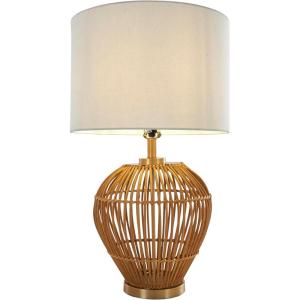 imageDeco 79 Rattan Handmade Room Table Lamp Woven Open Frame Accent Lamp with Gold Accents Lamp 16quot x 16quot x 28quot Brown