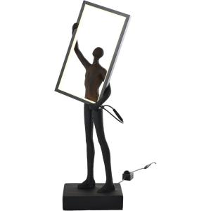 imageDeco 79 Resin People Room Table Lamp Concaved Accent Lamp with Rectangular Frame and Copper Shadings Lamp 10quot x 6quot x 26quot Black