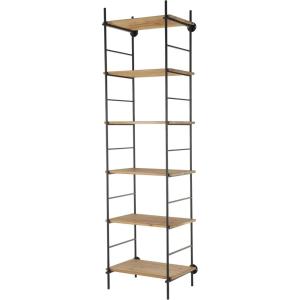 imageDeco 79 Wood Shelving Unit Rectangular 6 Level with Black Metal Ladder Frames 25quot x 19quot x 87quot Brown245L x 185W