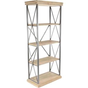 imageDeco 79 Wood Shelving Unit Rectangular 6 Level with Black Metal Ladder Frames 25quot x 19quot x 87quot Brown30 x 17 x 72