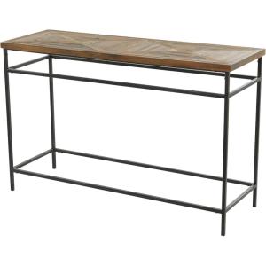 imageDeco 79 Wooden Console Table with Black Metal Supports 63quot x 19quot x 28quot BrownBlack