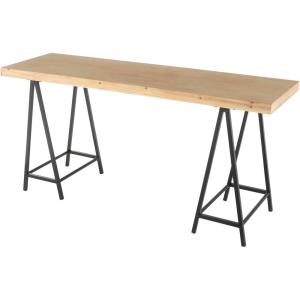 imageDeco 79 Wooden Console Table with Black Metal Supports 63quot x 19quot x 28quot BrownBrown