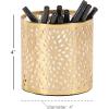 imageDeco 79 Metal Cylinder Pencil Cup with Laser Carved Floral Design 4quot x 4quot x 4quot Gold