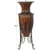 imageDeco 79 Metal Decorative Vase Tall Centerpiece Vase with Attached Metal Stand and Intricate Design Flower Vase for Home Decoration 9quot x 9quot x 27quot Brown