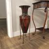 imageDeco 79 Metal Decorative Vase Tall Centerpiece Vase with Attached Metal Stand and Intricate Design Flower Vase for Home Decoration 9quot x 9quot x 27quot Brown