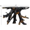 imageDeco 79 Teak Wood Live Edge Tree Stump Console Table with Clear Glass Top 49quot x 16quot x 32quot BlackBlack