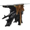 imageDeco 79 Teak Wood Live Edge Tree Stump Console Table with Clear Glass Top 49quot x 16quot x 32quot BlackBlack