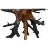 imageDeco 79 Teak Wood Live Edge Tree Stump Console Table with Clear Glass Top 49quot x 16quot x 32quot BlackBlack