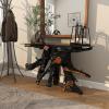 imageDeco 79 Teak Wood Live Edge Tree Stump Console Table with Clear Glass Top 49quot x 16quot x 32quot BlackBlack