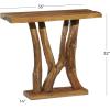 imageDeco 79 Teak Wood Live Edge Tree Stump Console Table with Clear Glass Top 49quot x 16quot x 32quot BlackBrown