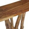 imageDeco 79 Teak Wood Live Edge Tree Stump Console Table with Clear Glass Top 49quot x 16quot x 32quot BlackBrown