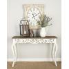imageDeco 79 Wood Scroll Console Table Intricately Carved with Brown Wood Top 46quot x 15quot x 30quot White