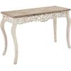 imageDeco 79 Wood Scroll Console Table Intricately Carved with Brown Wood Top 46quot x 15quot x 30quot White