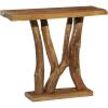 imageDeco 79 Teak Wood Live Edge Tree Stump Console Table with Clear Glass Top 49quot x 16quot x 32quot BlackBrown