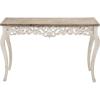 imageDeco 79 Wood Scroll Console Table Intricately Carved with Brown Wood Top 46quot x 15quot x 30quot White