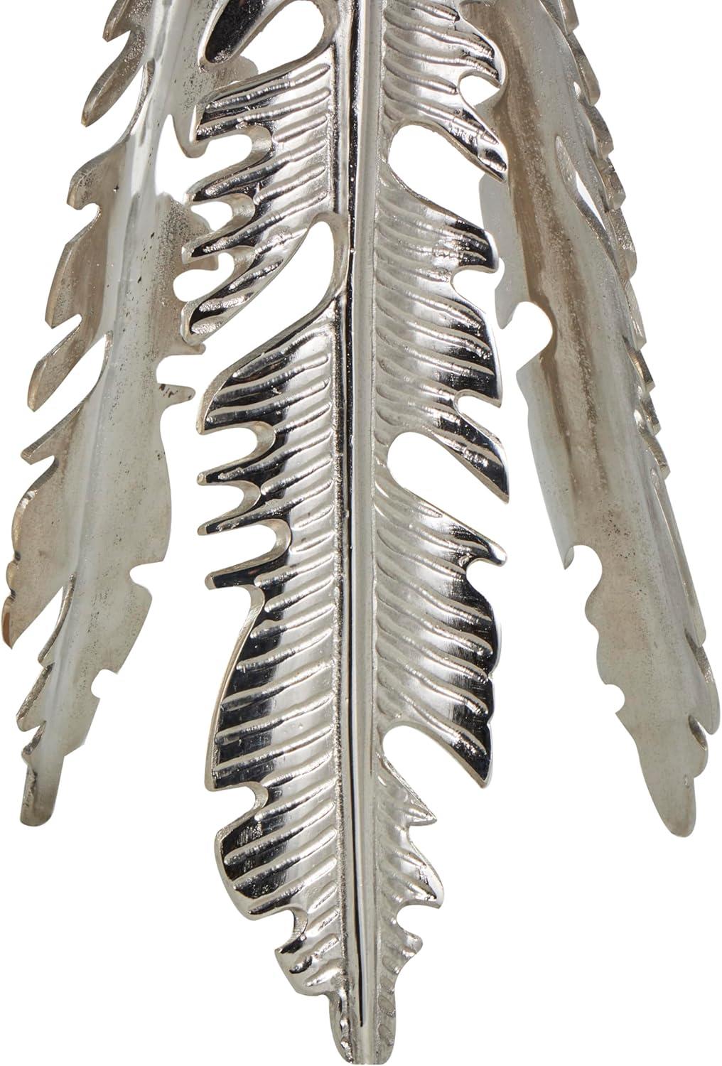 imageDeco 79 Aluminum Metal Leaf Side End Accent Table End Table with Tripod Legs and Tempered Glass Top Set of 3 Side Table 24quot 23quot 20quot H Silver