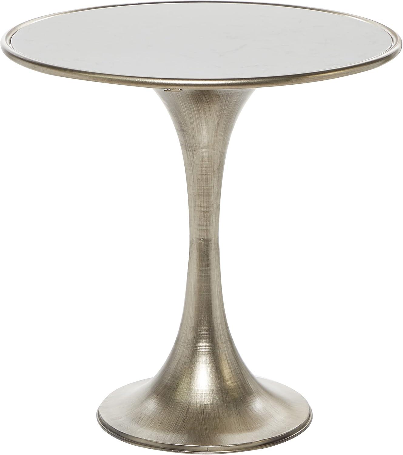 imageDeco 79 Ceramic Side End Accent Table End Table with White Marble Top Side Table 25quot x 25quot x 25quot Silver