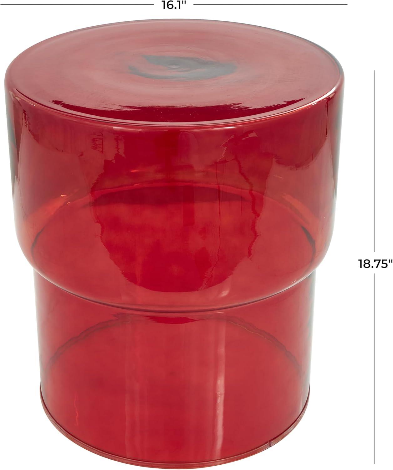 imageDeco 79 Glass Side End Accent Table Modern End Table Side Table 16quot x 16quot x 19quot Red