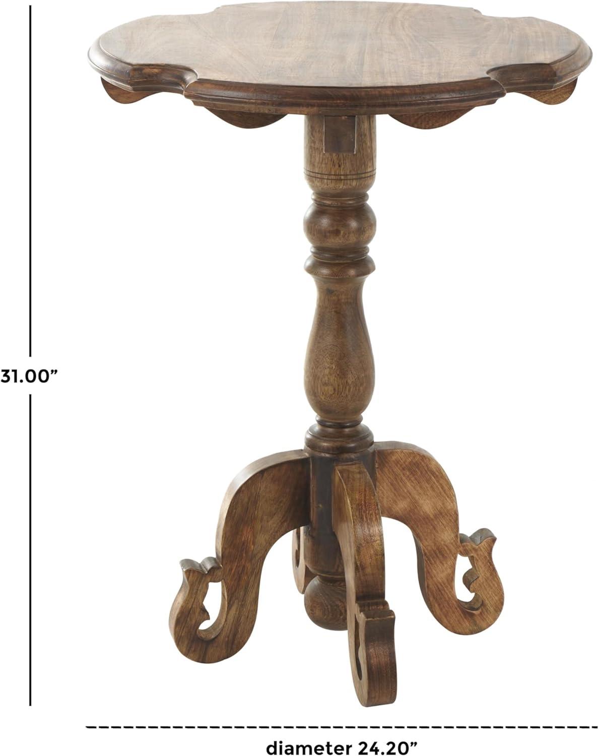 imageDeco 79 Mango Wood Turned Accent Table with Scrolled Legs and Cutout Tabletop 24quot x 24quot x 31quot Brown