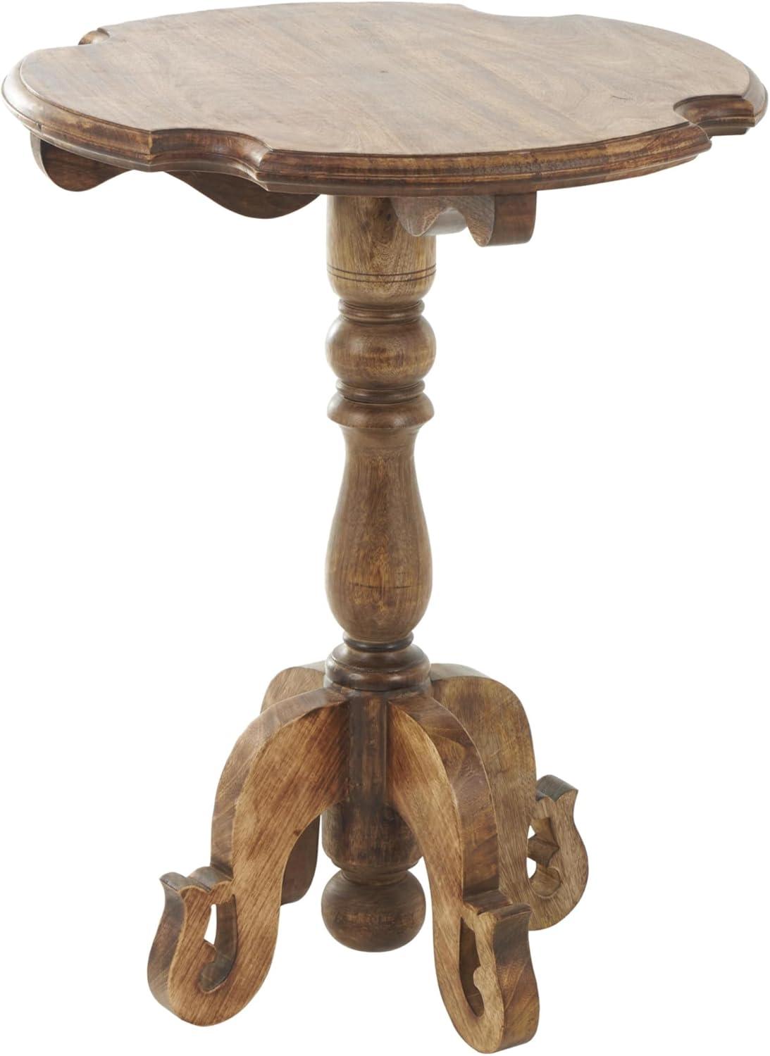 imageDeco 79 Mango Wood Turned Accent Table with Scrolled Legs and Cutout Tabletop 24quot x 24quot x 31quot Brown