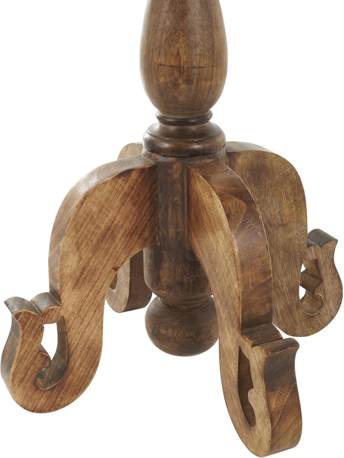 imageDeco 79 Mango Wood Turned Accent Table with Scrolled Legs and Cutout Tabletop 24quot x 24quot x 31quot Brown