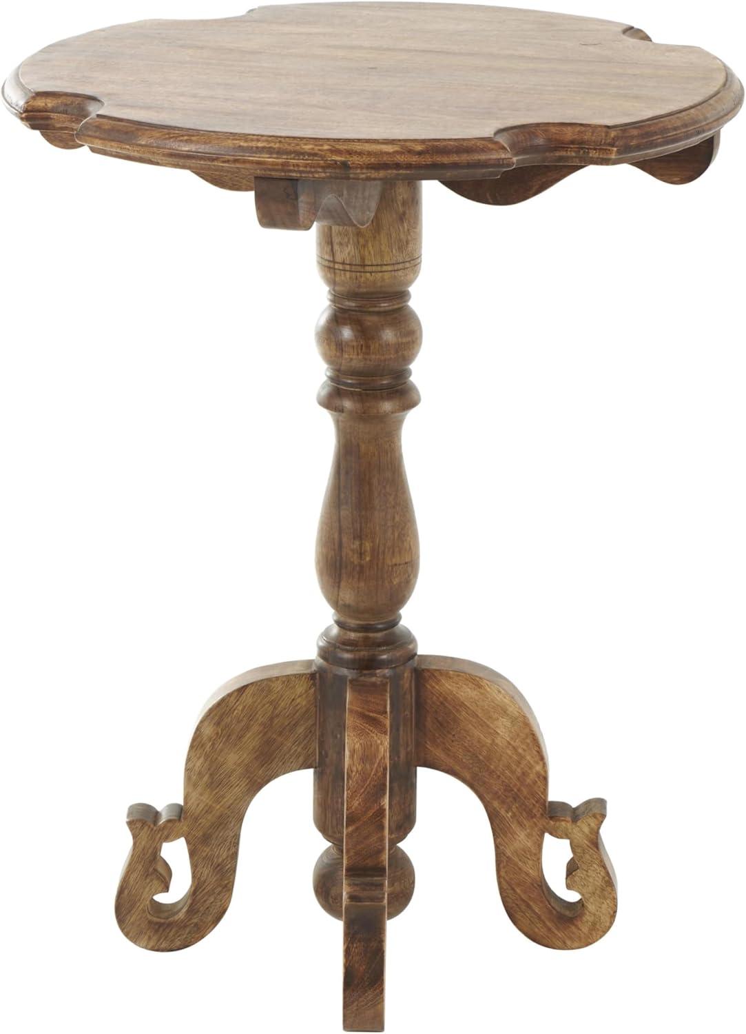 imageDeco 79 Mango Wood Turned Accent Table with Scrolled Legs and Cutout Tabletop 24quot x 24quot x 31quot Brown
