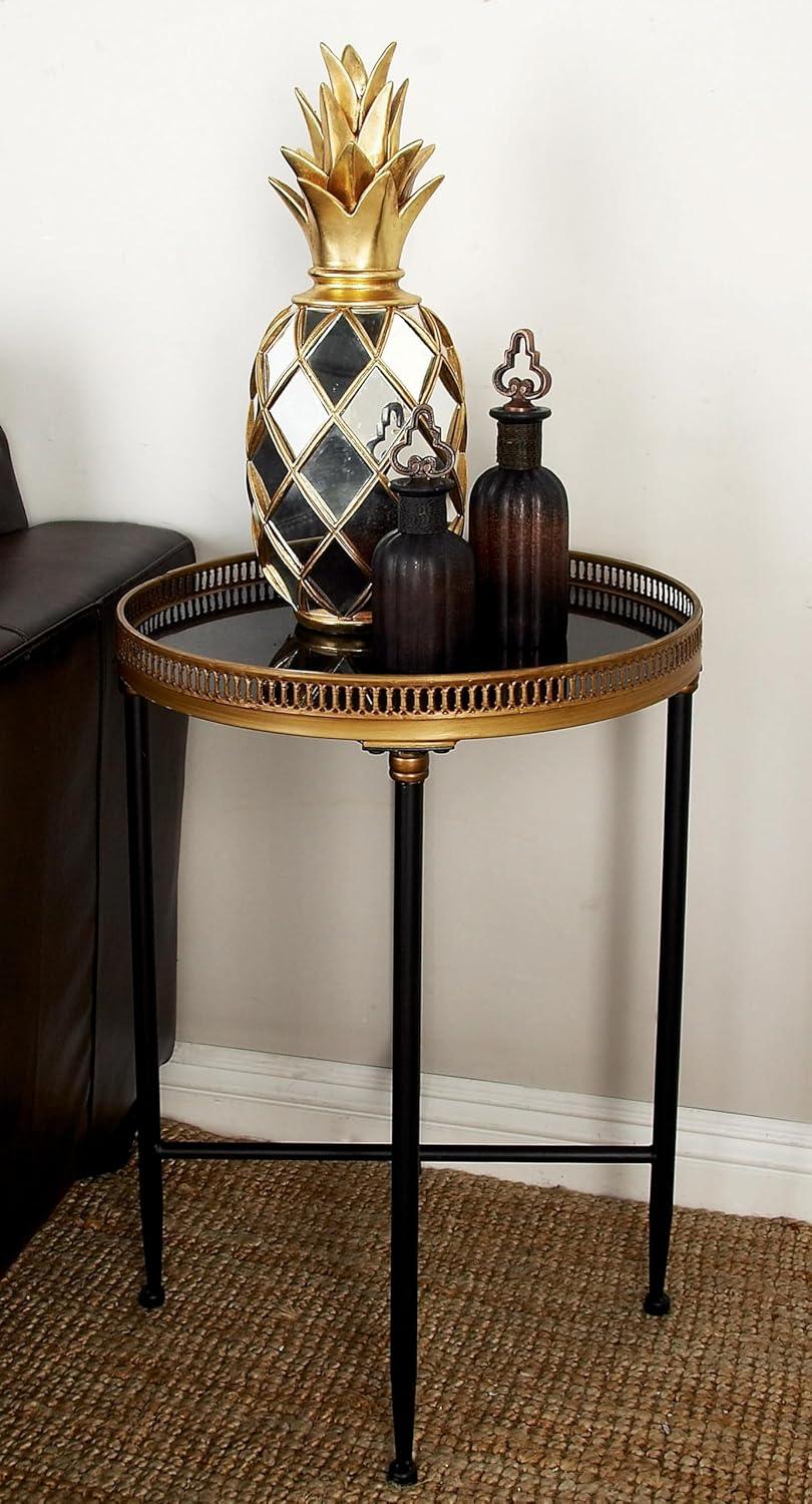 imageDeco 79 Metal Side End Accent Table End Table with Tray Top Side Table 18quot x 18quot x 26quot BlackBlack