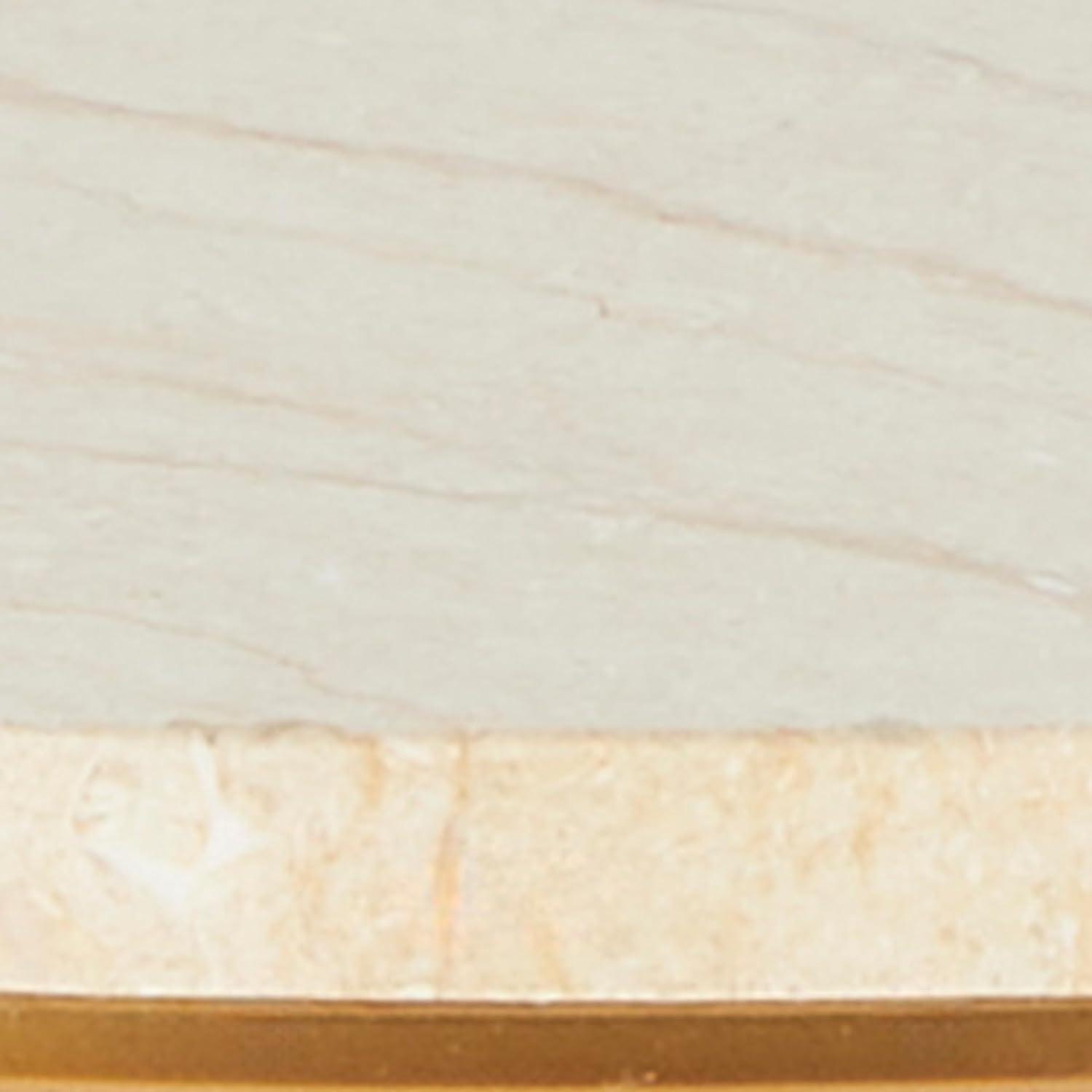 imageDeco 79 Metal Side End Accent Table Flower Inspired End Table with Cream Marble Tabletop Side Table 24quot x 24quot x 25quot Gold