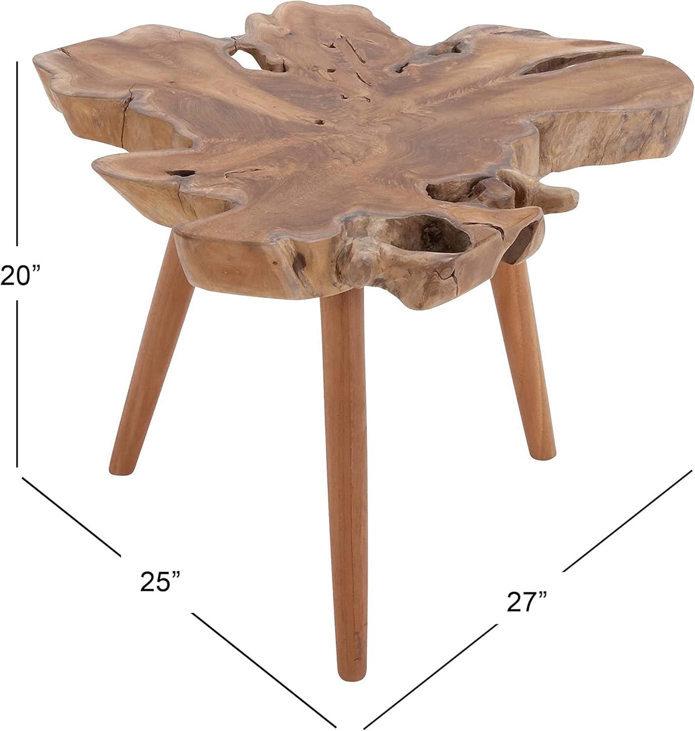 imageDeco 79 Teak Wood Handmade Side End Accent Table Live Edge End Table with Tripod Legs Side Table 27quot x 25quot x 20quot Brown
