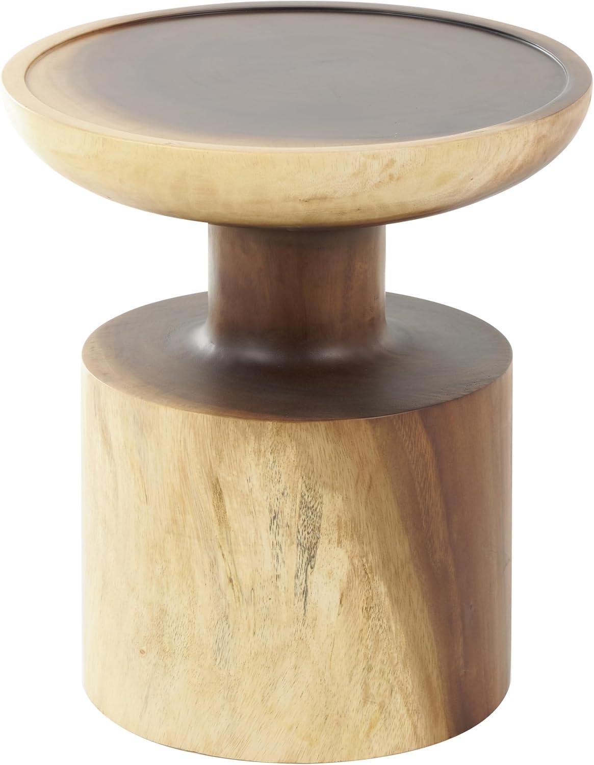 imageDeco 79 Wood Handmade Side End Accent Table End Table with Rounded Block Base Side Table 16quot x 16quot x 16quot BrownBrown