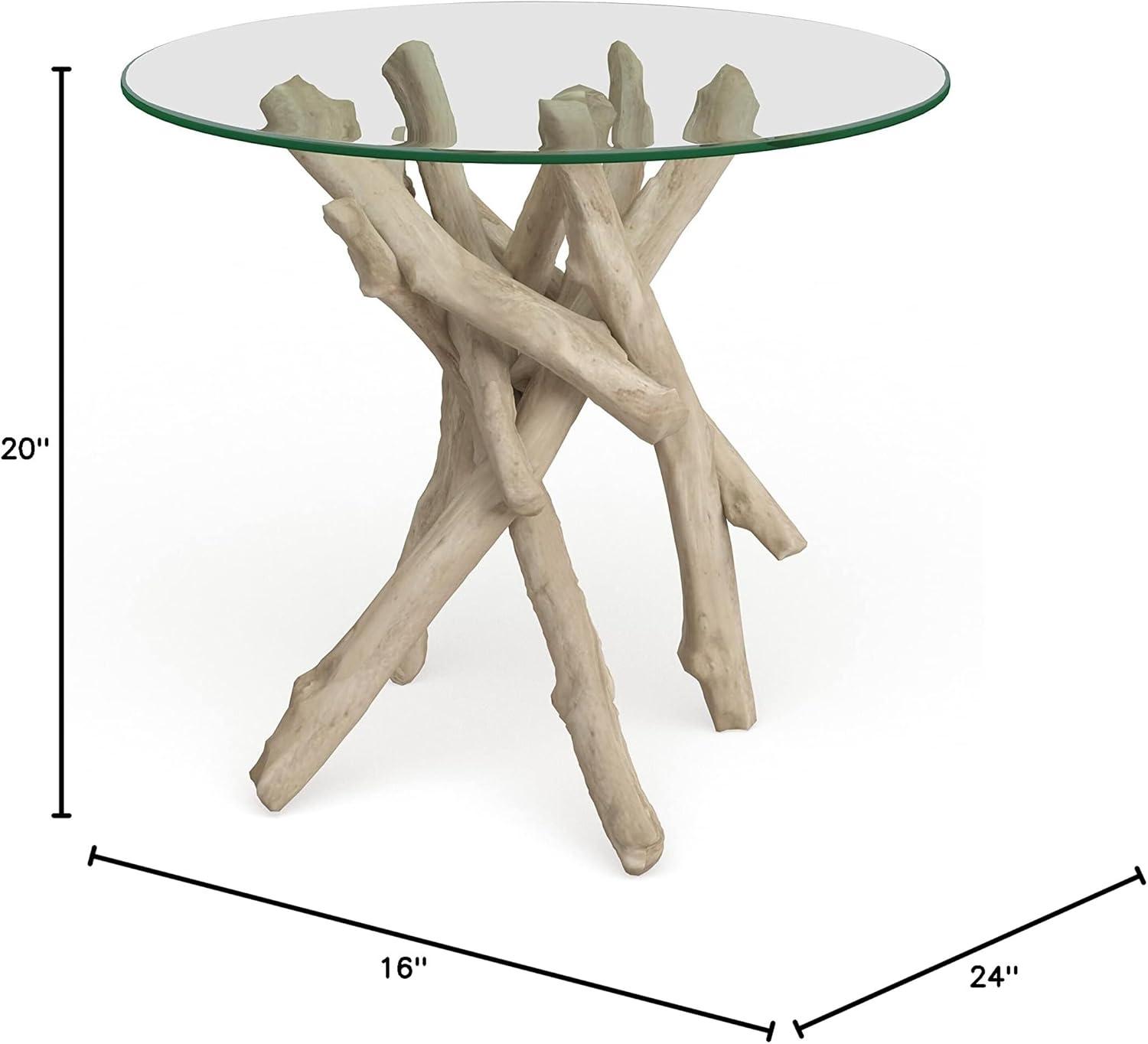 imageDeco 79 Wood Handmade Side End Accent Table Tree Branch End Table with Clear Glass Top Side Table 24quot x 16quot x 20quot Brown