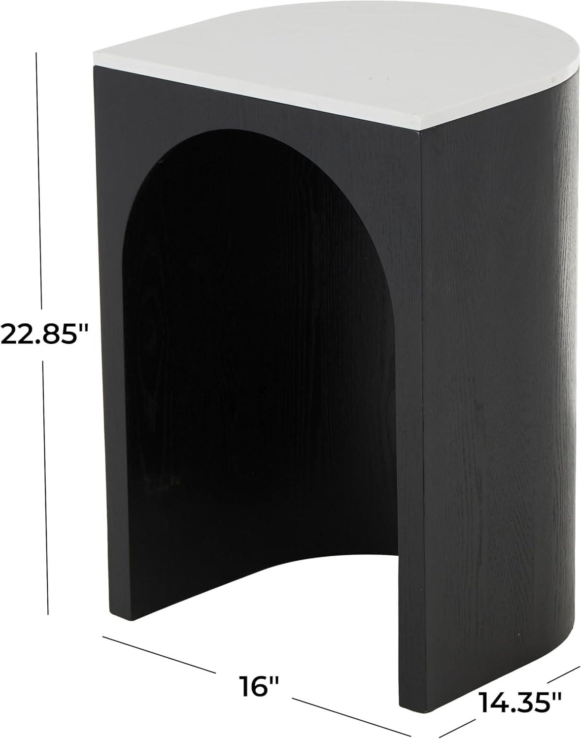 imageDeco 79 Wood Side End Accent Table Cutout Arch End Table with White Marble Tabletop Side Table 16quot x 14quot x 23quot Black