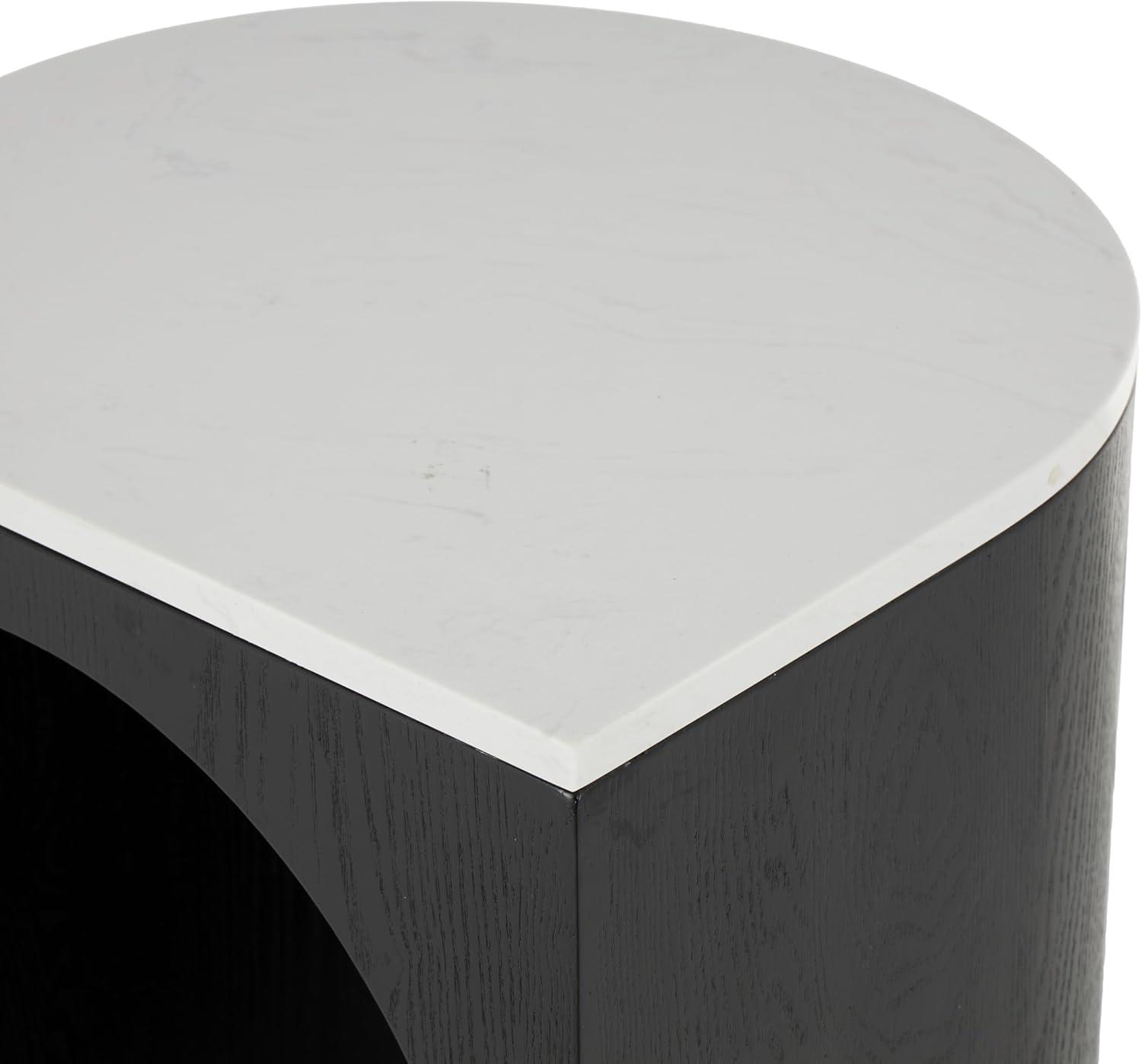 imageDeco 79 Wood Side End Accent Table Cutout Arch End Table with White Marble Tabletop Side Table 16quot x 14quot x 23quot Black