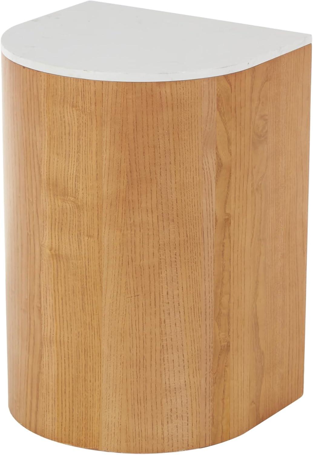 imageDeco 79 Wood Side End Accent Table Cutout Arch End Table with White Marble Tabletop Side Table 16quot x 14quot x 23quot Brown