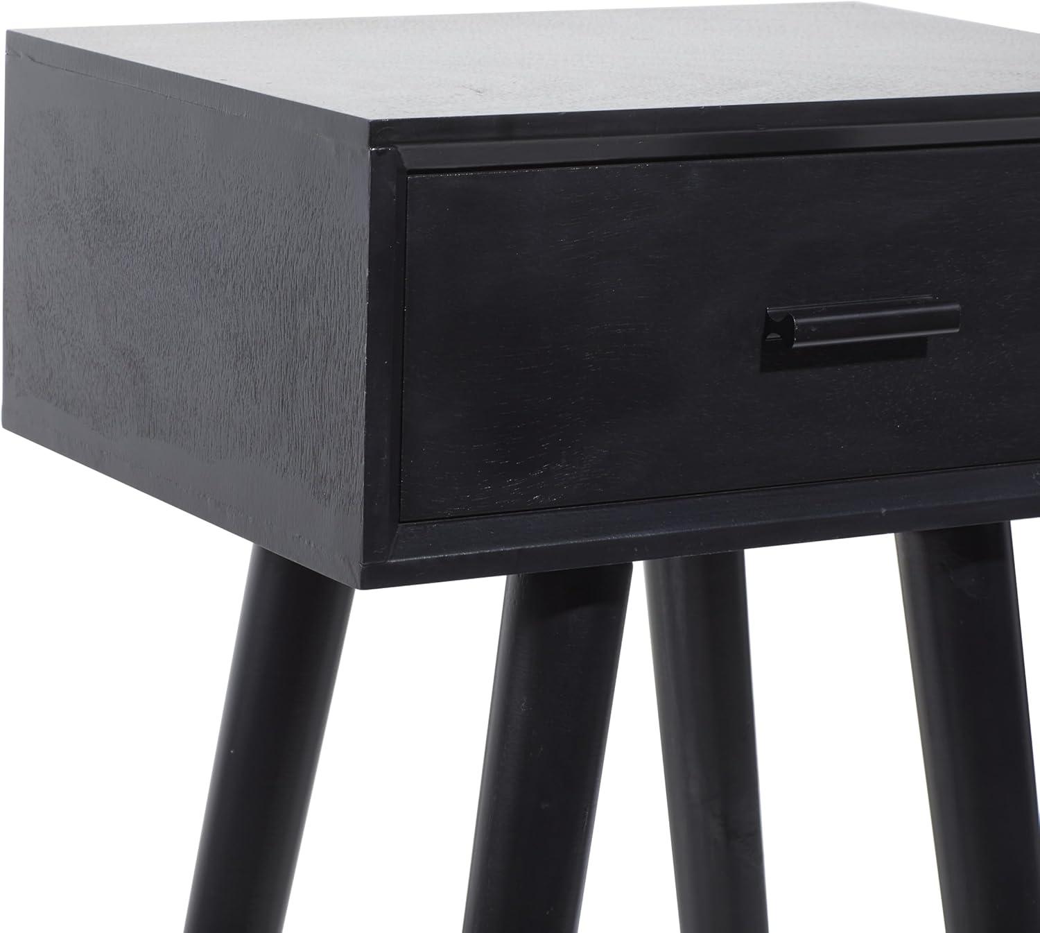 imageDeco 79 Wood Side End Accent Table Single Drawer End Table Side Table 16quot x 13quot x 28quot BlackBlack