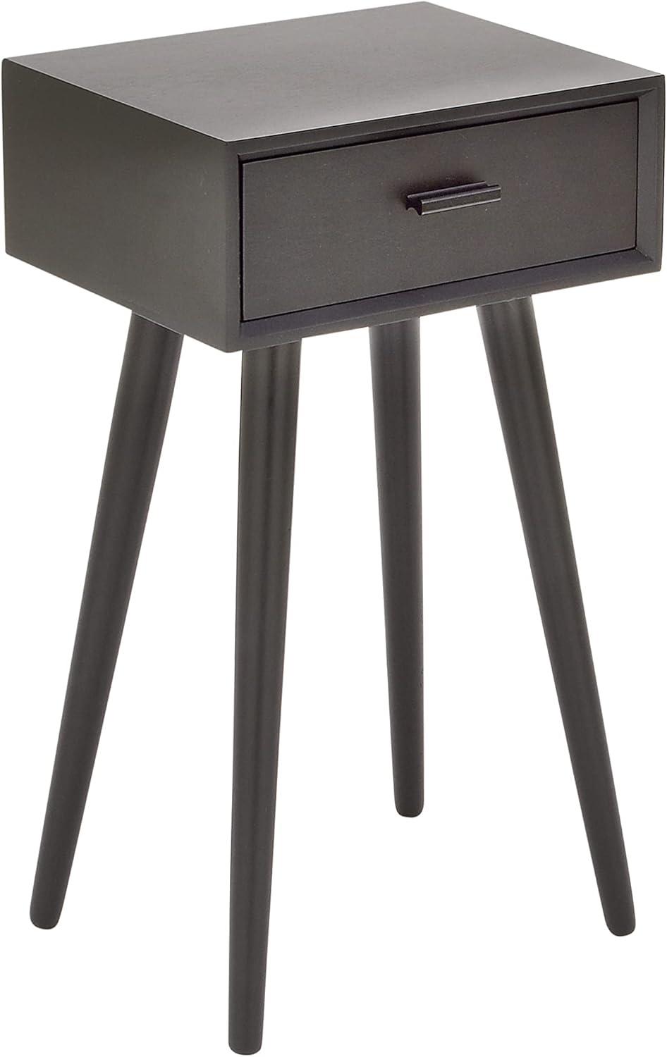 imageDeco 79 Wood Side End Accent Table Single Drawer End Table Side Table 16quot x 13quot x 28quot BlackBlack